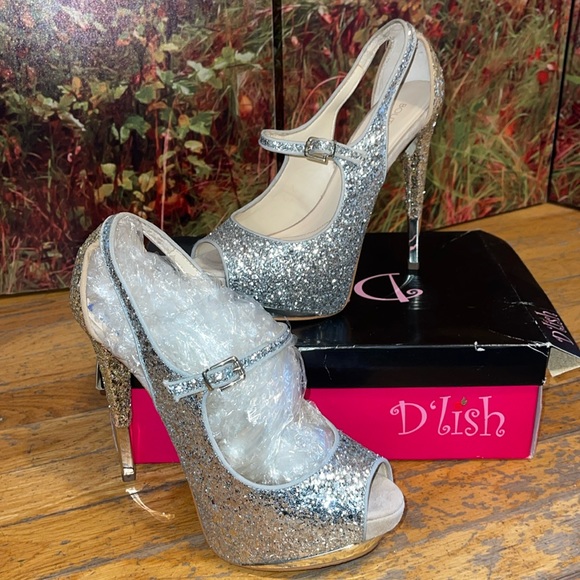 Boutique 9 Shoes - Boutique 9 Tall Silver Sparkles Stiletto Platform Heels Size 8